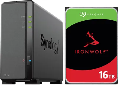 Immagine prodotto di Server NAS Synology DiskStation DS124 16 TB Seagate IronWolf