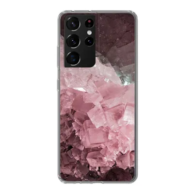 Produktbild von MuchoWow® Handyhülle Schutzhülle Hülle für Samsung Galaxy S21 Ultra Naturstein - Rosa - Kristall Silikon Softcase Handy Hülle - Mobiltelefon
