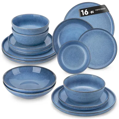 16-tlg Geschirrset in Blau