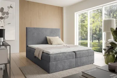 Produktbild von Boxspringbett Schlafzimmerbett ARNAU 120x200cm Stoff Tilia Grau