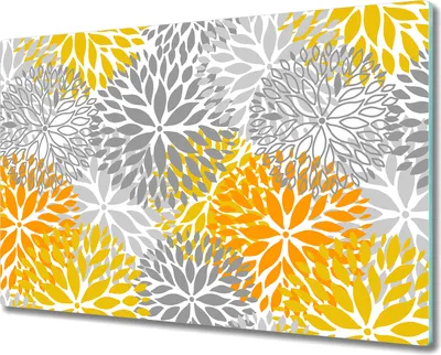 Produktbild von Glas-Herdabdeckplatte Glaskeramikfeldabdeckung Spritzschutz - 80x52 cm - Chrysanthemenblüten