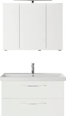 Produktbild von Pelipal Badmöbel-Set Serie 4035 BxHxT 90 x 200 x 45 cm Frontfarbe weiß mit Keramik-Waschtisch weiß, Waschtischunterschra