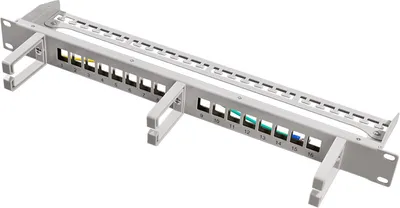 Image de LogiLink Panneau de brassage 19" Keystone 16 ports blindé gris clair