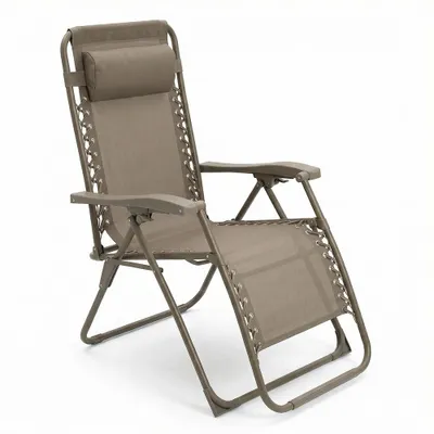 Image de CASABEL chaise pliante Zéro Gravité taupe, fauteuil extérieur inclinable et confortable, Acier et toile Textilene résistante