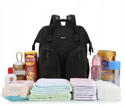 Produktbild von Himawari 1208 Wickeltasche Kinderwagen Rucksack schwarz geräumig