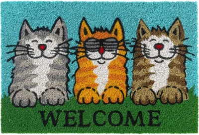 Image de Tapis de coco chats Welcome slogan comme tapis de propreté extérieur