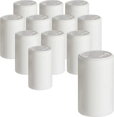 Immagine prodotto di set di 12 portaspezie 200 ml bianco con coperchio - Barattoli per spezie in plastica con 3 misure di portaspezie - Portasale e pepiera vuoti