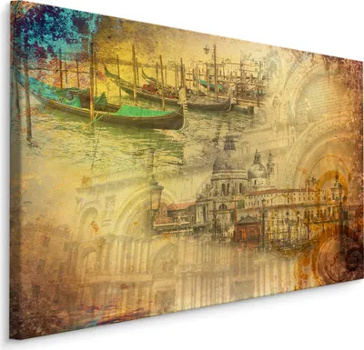 Produktbild von Fabelhafte Canvas LEINWAND BILDER 70x50 cm XXL Kunstdruck Venedig Gondeln Architektur