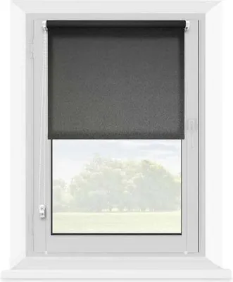 Zdjęcie produktu dla Roleta zaciemniająca bez wiercenia Roleta zaciemniająca z łańcuszkiem standard 55 x 150 cm (szerokość tkaniny ok. 52) - Kolor: czarny