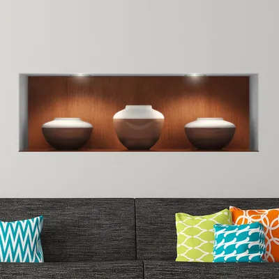 Zdjęcie produktu dla Naklejka z efektem 3D przedstawiająca 3 nowoczesne wazony, 30 x 90 cm
