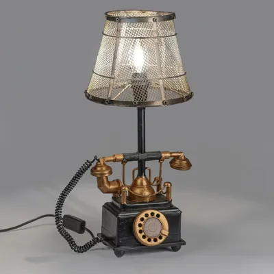 Produktbild von dekorative Tischlampe Telefon mit Wählscheibe antikoptik H. 42cm Metall Formano