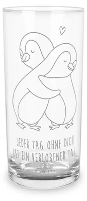 Produktbild von Mr. & Mrs. Panda Cocktailglas Pinguine Kuscheln 200 ml - Transparent - Geschenk, Valentinstag, für Partner, Wasserglas, Trinkglas, Tumbler, Glas, Hochzeitstag, Freundin