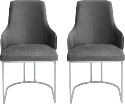 Produktbild von Graue 2x Esszimmerstühle Gepolsterte Stühle Luxus Esszimmer 2-er Set