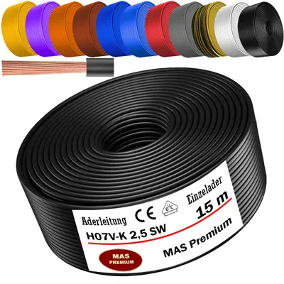 Produktbild von 15m Aderleitung H07 V-K SW 1x2,5 mm² Schwarz Einzelader flexibel