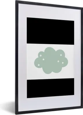 Produktbild von MuchoWow® Gerahmtes Poster Wolke - Mädchen - Jungen - Sterne - Pastell - Kind 60x40 cm - Poster mit Schwarzem Bilderrahmen Wandposter Rahmen Foto Bilder - Schlafzimmer - Plakat in Rahmen - Drucken