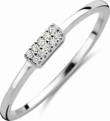 Produktbild von Neu Bling 9NB-0705-52 Silber Ring - Frauen - Zirkonia Steine - Rechteck - 6 x 2,5 mm - Größe 52 - Rhodium - Silber