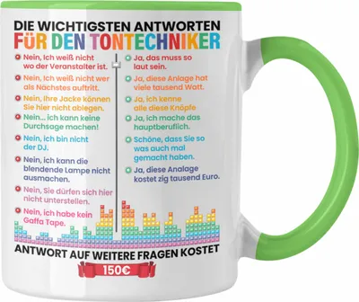 Produktbild von Trendation - Tontechniker Tasse Geschenk Lustiger Spruch Männer Frauen Toningenieur Tonmeister (Grün)