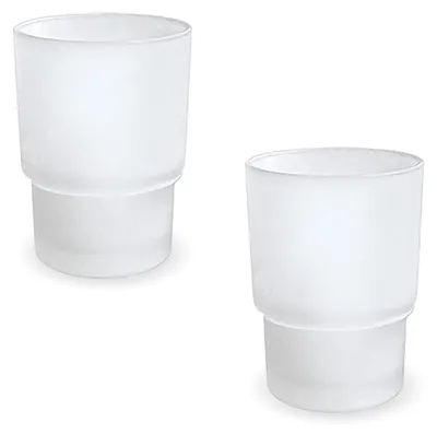 Produktbild von Zahnputzbecher Set - 2 Stück aus mattem Glas - Ersatz für Wandhalterungen - Modernes Badezimmer Zubehör
