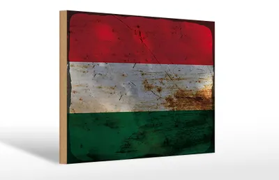 Produktbild von Holzschild Flagge Ungarn 30x20cm Flag of Hungary Rost