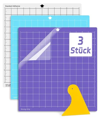 Image de Tapis de découpe pour traceur de découpe - Auto-adhésif et antidérapant - Pour découper divers matériaux - Lot de 3