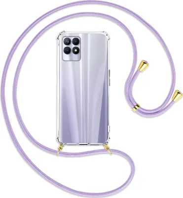 Produktbild von Handykette Backcover-Schutzhülle mit Band (Metall goldfarben) für Realme 8i - violett