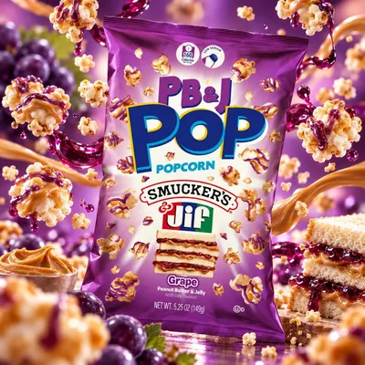 Zdjęcie produktu dla PB&J Pop Popcorn Smuckers & Jif Grape 149 g