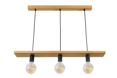 Produktbild von LED Wood | Pendelleuchte, Deckenlampe, LED, 3x E27, 0-110 cm, Eiche, Aufputz, Hängelampe, Holzbrett, Wohnzimmer