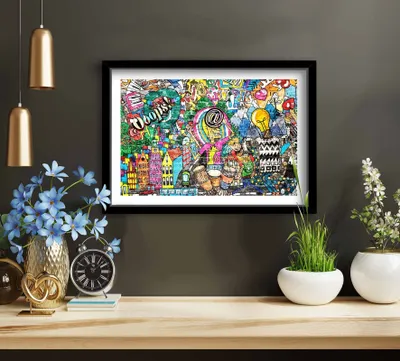 Produktbild von Wallity, 3550POP-008, Dekoratives gerahmtes MDF-Gemälde, Mehrfarbig, 100 % MDF, 38 x 53 cm