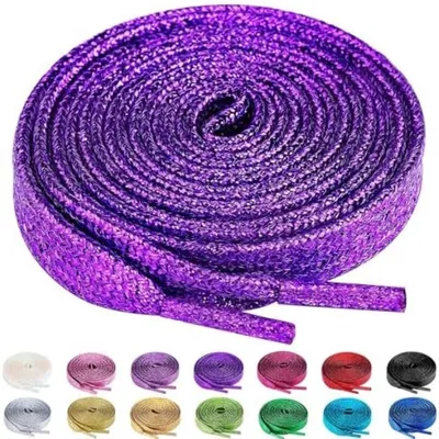 Produktbild von PolkaHome® Glitzer-Schnürsenkel – 140 cm, 10 mm, Dunkelviolett, 4 Stück