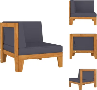 Produktbild von vidaXL Modular-Ecksofa mit Dunkelgrauen Kissen Akazie Massivholz -  Gartensofaelemente