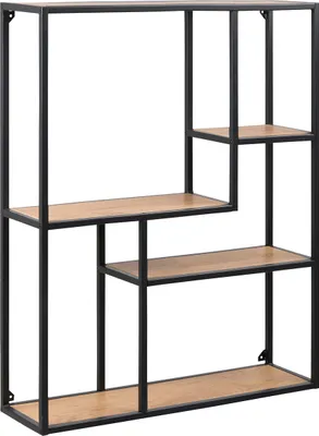 Zdjęcie produktu dla Hängeregal >Carney< in Wildeiche aus Metall - 75x91x20cm (BxHxT)