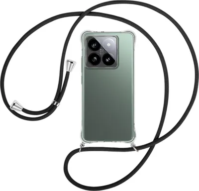 Produktbild von Handykette Backcover-Schutzhülle mit Band (Metall silberfarben) für Xiaomi 14T Pro 5G - schwarz