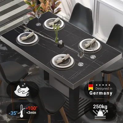 Produktbild von BRASIL | Gastro Tischplatte | B:T 130 x 80 cm | Schwarz Marmor | Rechteckig | Gastro Tischplatte
