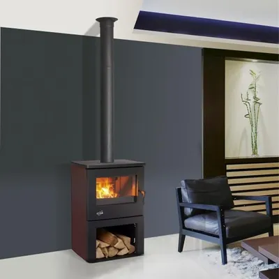 Image de Poêle à bois 8.5kw noir/carmin - Godin - 362113CARMIN - chinon