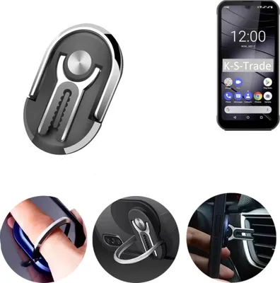 Produktbild von K-S-Trade 3in1 Smartphone-Ring Handy-Ring kompatibel mit Gigaset GX290 Fingerhalterung  Handyring Tischständer Lüftungsgitter-Halterung Tisch