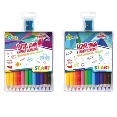 Zdjęcie produktu dla Kredki ołówkowe Jumbo ST.ART w drewnianej oprawie 12 kolorów