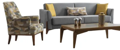 Produktbild von Sofa 3 Sitzer Polstersofa Grau Sessel Textil Sitz Design Couch Sofas Modern