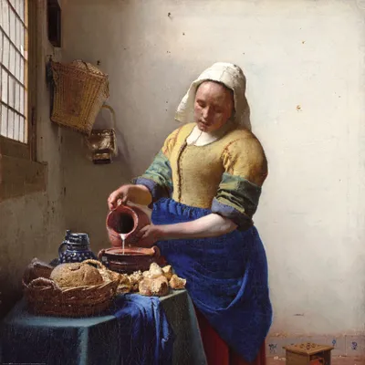 Zdjęcie produktu dla Johannes Vermeer Art Print Obraz - Mleczarka, 1658-1660 (100 x 100 cm)