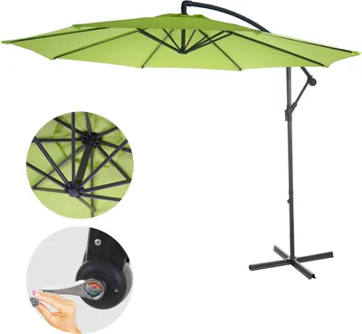 Produktbild von Ampelschirm Acerra, Sonnenschirm Sonnenschutz, Ø 3m neigbar, Polyester/Stahl 11kg grün-lemon ohne Ständer