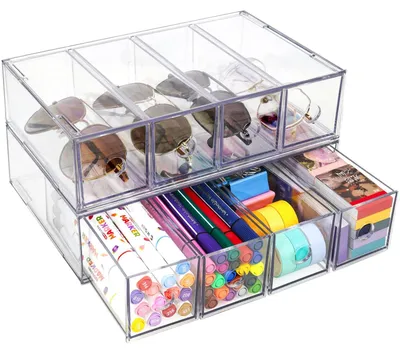 Imagen del producto de Organizador de escritorio con 8 cajones y bandeja extraíble para oficina