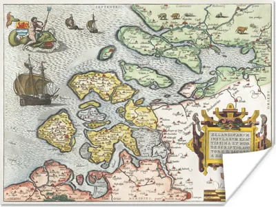Produktbild von MuchoWow® Poster Karte - Vintage - Seeland 80x60 cm - Kunst für zu Hause
