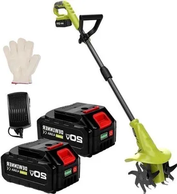 Image de Motofraise électrique pour travaux de jardinage - sans fil - 400W - largeur de travail de 20 cm - 2 batteries