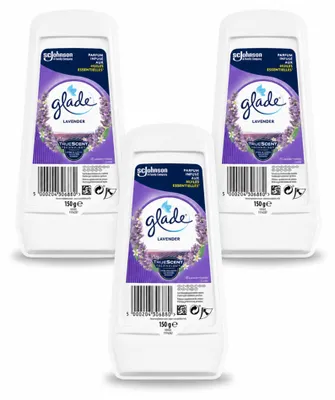 Zdjęcie produktu dla 3 sztuki żelu do odświeżacza powietrza Glade – lawenda i aloes – 150 g – zestaw ekonomiczny