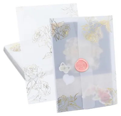 Vellum-Umschläge, 100 Stück, 13 x 18 cm, geprägt, transparent