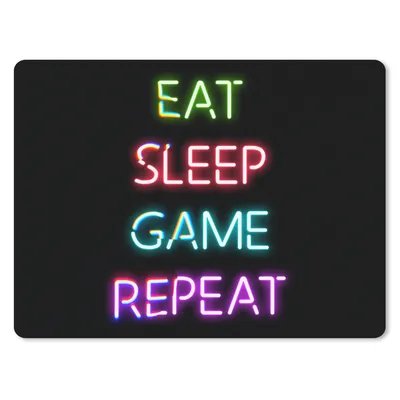 Produktbild von MuchoWow® Gaming Mauspad Mousepad Gaming - Led - Zitat - Eat sleep game repeat - Gaming 23x19 cm - Mousepads - Maus Mat - Pad - Mausunterlage - Schreibtischunterlage - Mauspad - Coole Schulsachen für Teenager