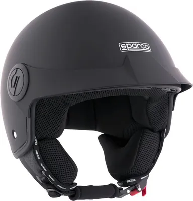 Zdjęcie produktu dla Kask Sparco Demi-Jet z daszkiem do motocykla, matowa czerń, z skorupą z tworzywa ABS, rozmiar S