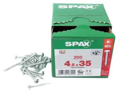Produktbild von SPAX 0201010450353, Schraube, Metall, Zink, Holz, Flachkopfschraube, Torx, Metallisch
