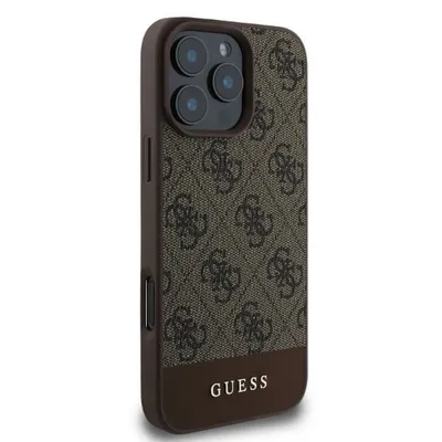 Image de GUESS Housse pour téléphone portable compatible IPHONE 16 Pro GUHCP16LG4GLBR (PC/TPU 4GPolyuréthaneBottom Stripe) marron