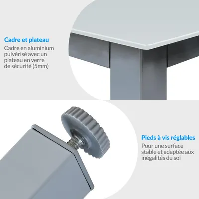 Image de CASARIA® Salon de jardin aluminium 8 personnes table 190x90cm résistant aux intempéries pliable terrasse balcon ensemble de jardin blanc argent Bern
