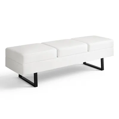 Produktbild von 3-Sitzer Sitzbank, Breite 153 cm, Wartebank, Polsterbank Schlafzimmer, Bettbank für Wohnzimmer, Schuhbank Flurbank, W513 (Weiß)